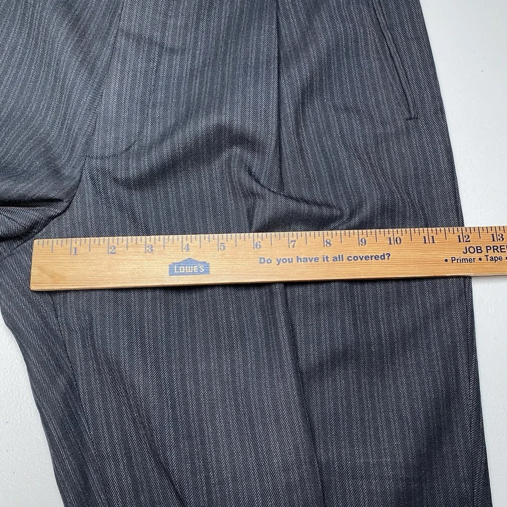 Y2K Banana Republic Dress Pants 32R (32x29 Cuffed) Button Fly Wool Black Stripe
